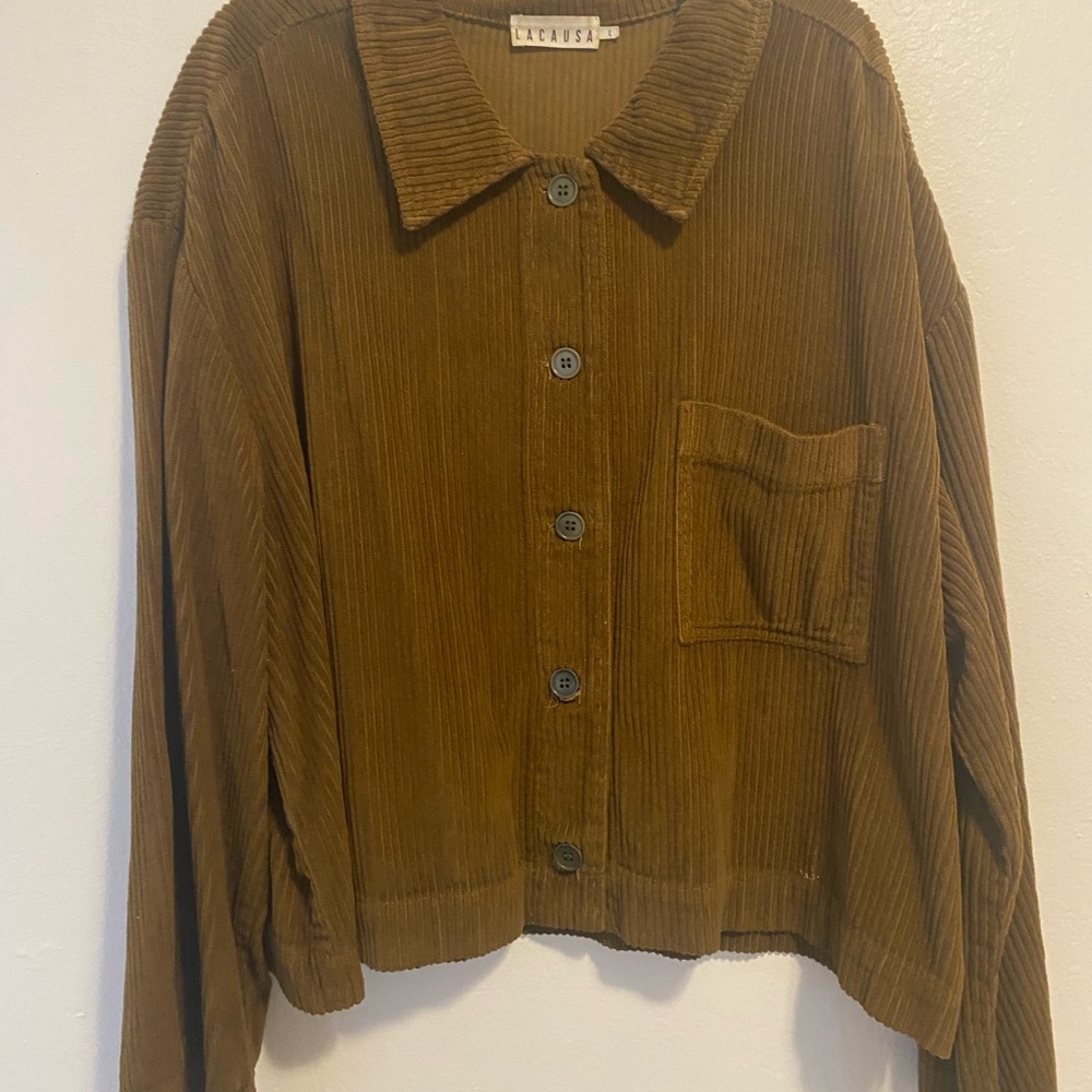 LACA USA brown/green corduroy relaxed fit slightly cropped jacket